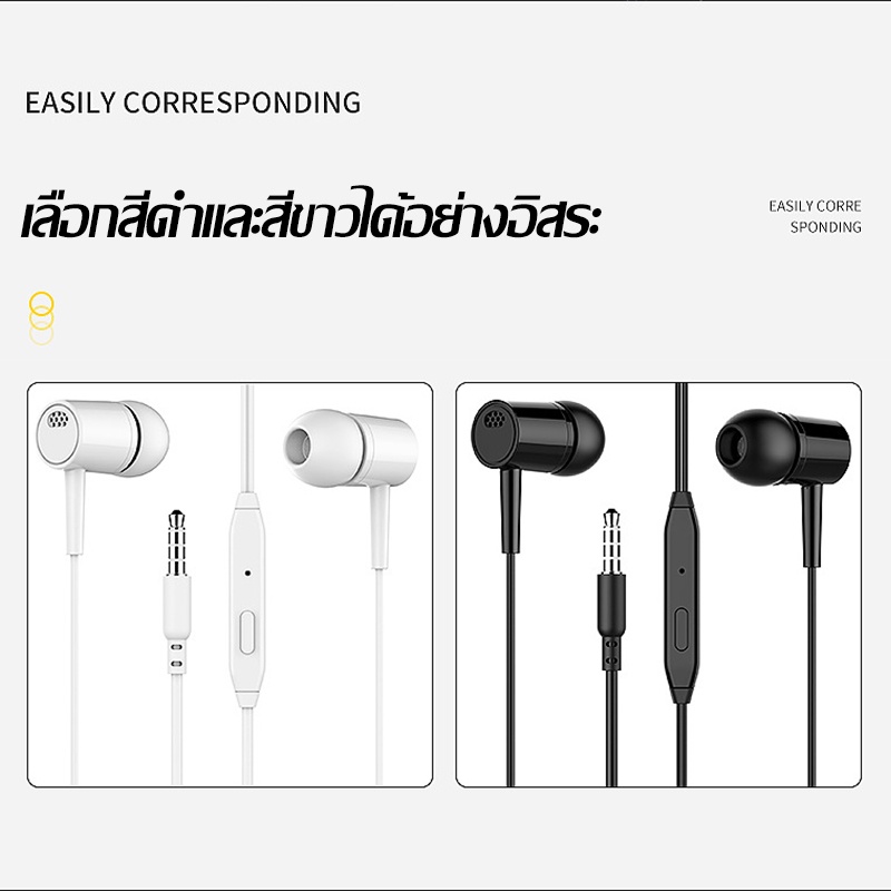 แน่นตัดเสียงรบกวน หูฟังโทรศัพท์ หูฟังพร้อมไมค์สายหูฟัง Wired headphones（1119）
