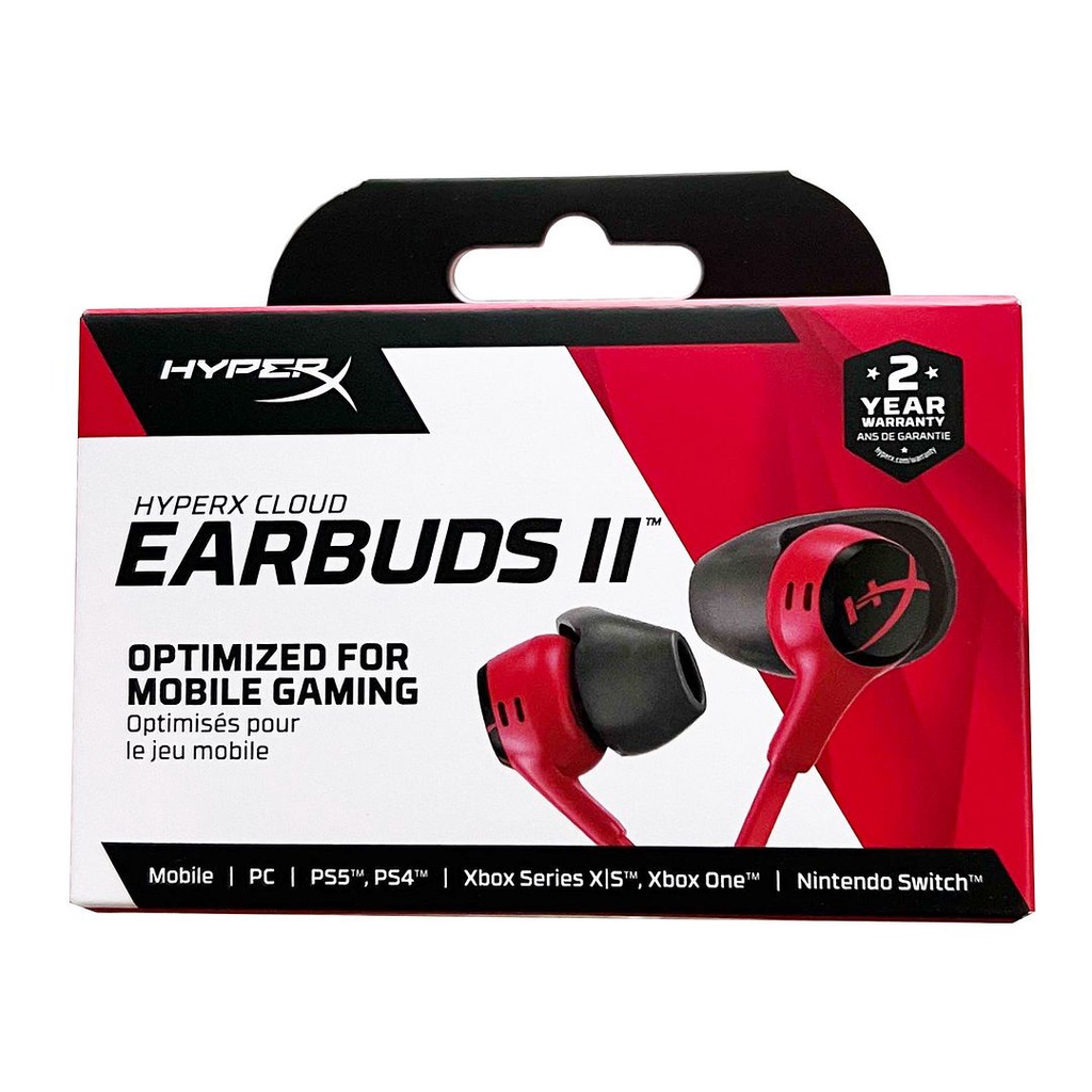 HyperX Cloud Earbuds II ( Red ) 3.5mm Wired Gaming Earbuds, 705L8AA