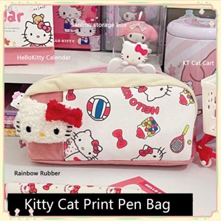 พร้อมส่ง = กระเป๋าดินสอ กระเป๋าใส่เหรียญ พิมพ์ลายการ์ตูน Sanrio Hellokitty จุของได้เยอะ [sunny]