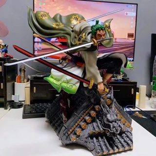 พร้อมส่ง โมเดลฟิกเกอร์ One Piece Zoro Sanqian World Wano Country Roof ขนาดใหญ่ สําหรับตกแต่งหลังคารถยนต์