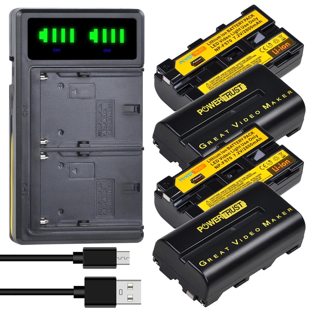2800มิลลิแอมป์ชั่วโมง NP-F550แบตเตอรี่และเครื่องชาร์จสำหรับ Yongnuo Viltrox YN300 III YN-300 III LED