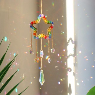 ♚☞Sun Catcher จี้คริสตัล Sunshine Rainbow Dream Catcher ห้องเด็กอนุบาลระเบียงลมแขวนกระดิ่งลม