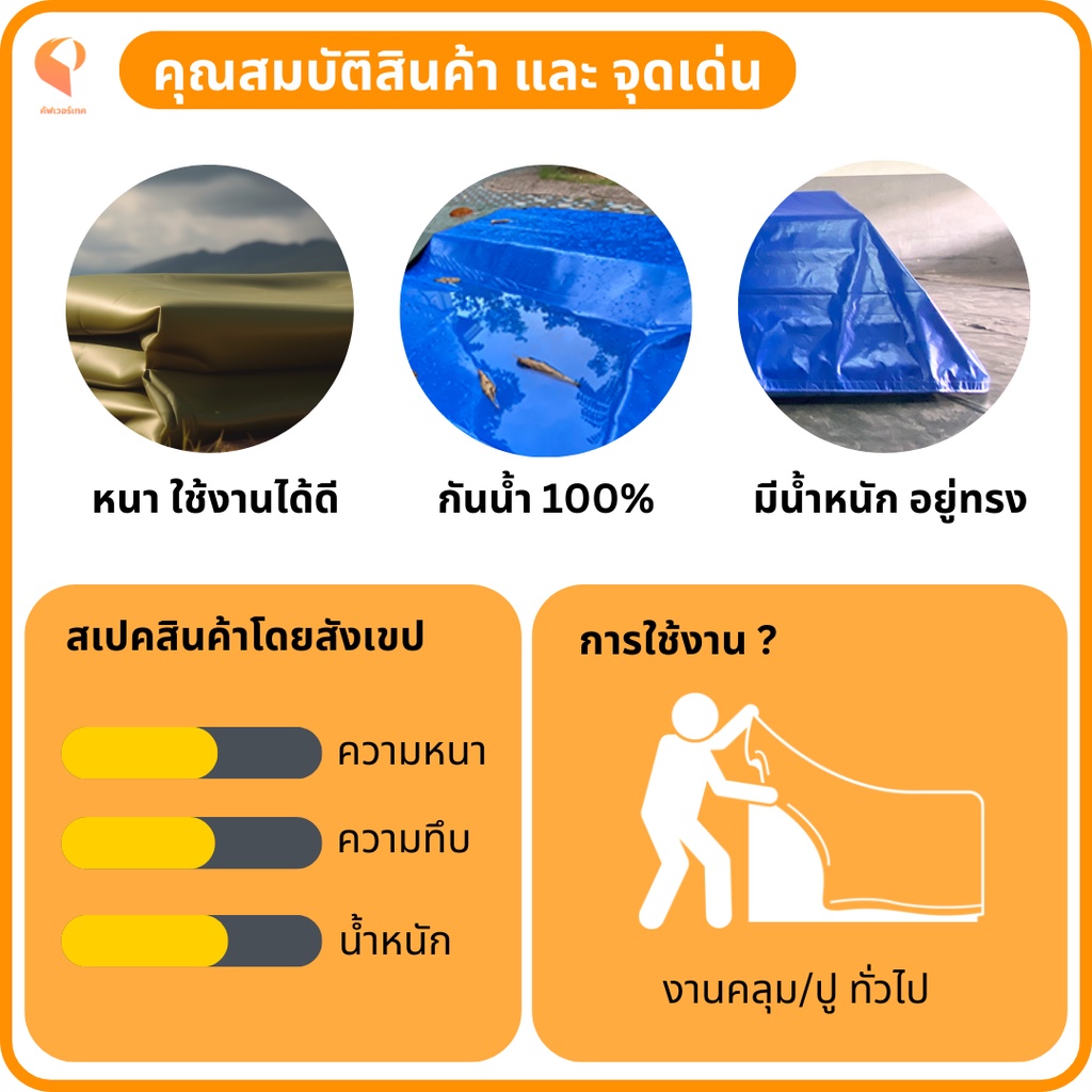 ไซส์ XL| ผ้าใบกันแดดกันฝนPVC ชีท รุ่นStandard รูปที่ 3