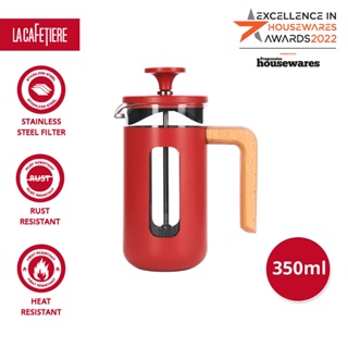 La Cafetiere French Press Coffee Maker / Tea Maker with multiple level Filtration System , Heat Resistant Borosilicate Glass with Stainless Steel Frame and Wood Grip Handle  . กาชงกาแฟเฟร้นช์เพรส