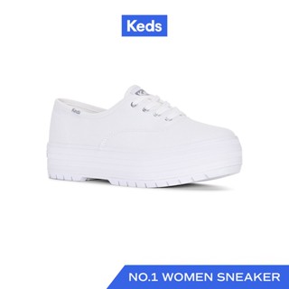 KEDS รองเท้าผ้าใบ มีส้น รุ่น THE PLATFORM LUG CANVAS สีขาว ( WF67635 )