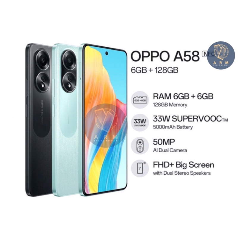 OPPO A58 4G เเรม 6/128GBเครื่องศูนย์ไทยDemo(ประกันร้าน1เดือน)