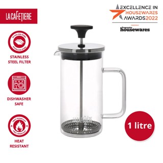 La Cafetiere All-Glass French Press Coffee Maker / Tea Maker with Filtration System , Heat Resistant Borosilicate Glass Jug with Looping Handle 350ml 3 cups/8 cups - Transparent เครื่องชงกาแฟเฟร้นช์เพรส