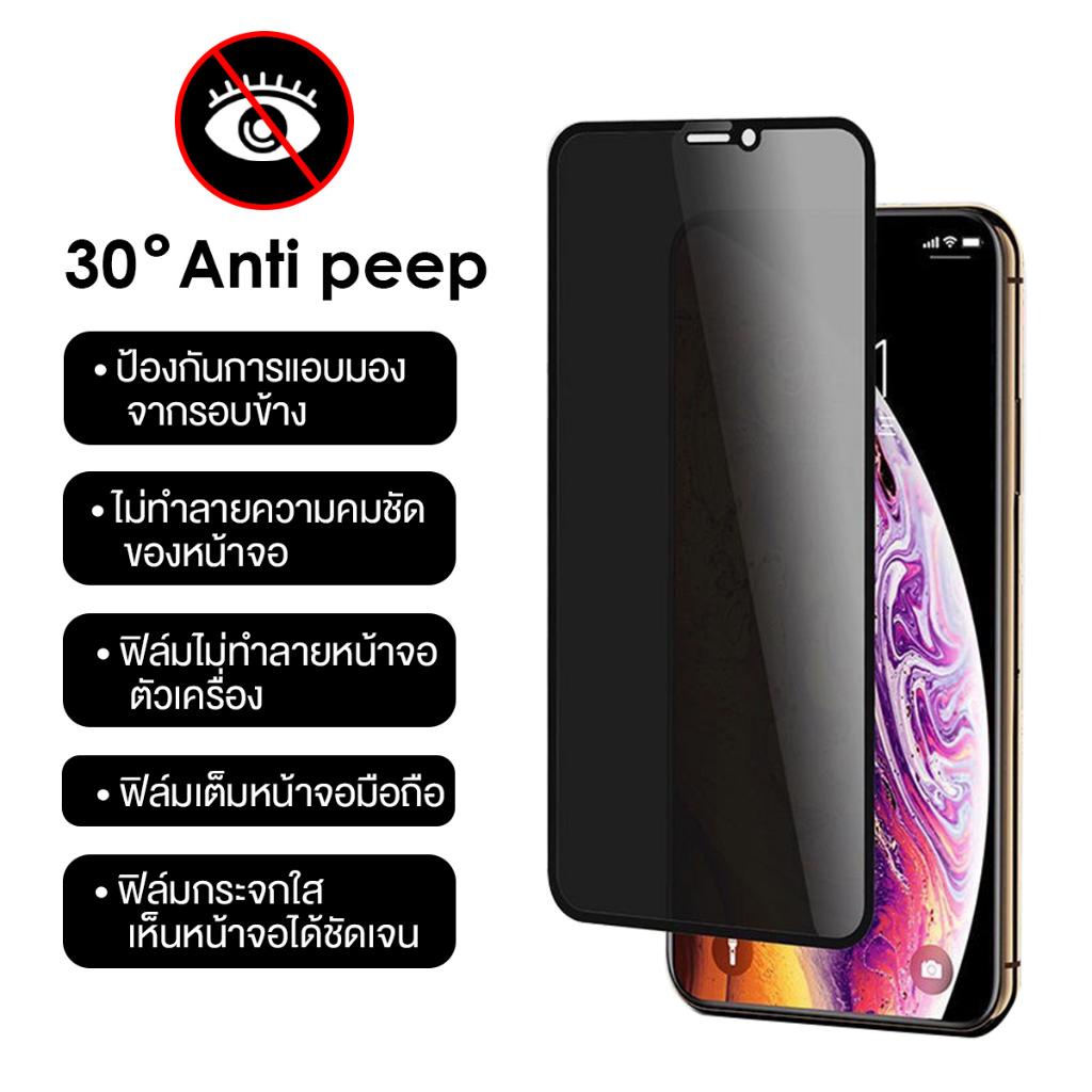 ฟิล์มกันมอง ฟิล์มกันเสือก ฟิล์มกระจก  เต็มจอ สำหรับ iPhone รุ่น 14 Pro Max 13 Pro Max 12 Pro Max 11 