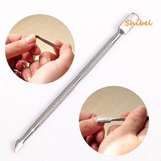 HOT_ Steel Cuticle Pusher Remover เครื่องมือทำเล็บเท้าแบบปลายคู่