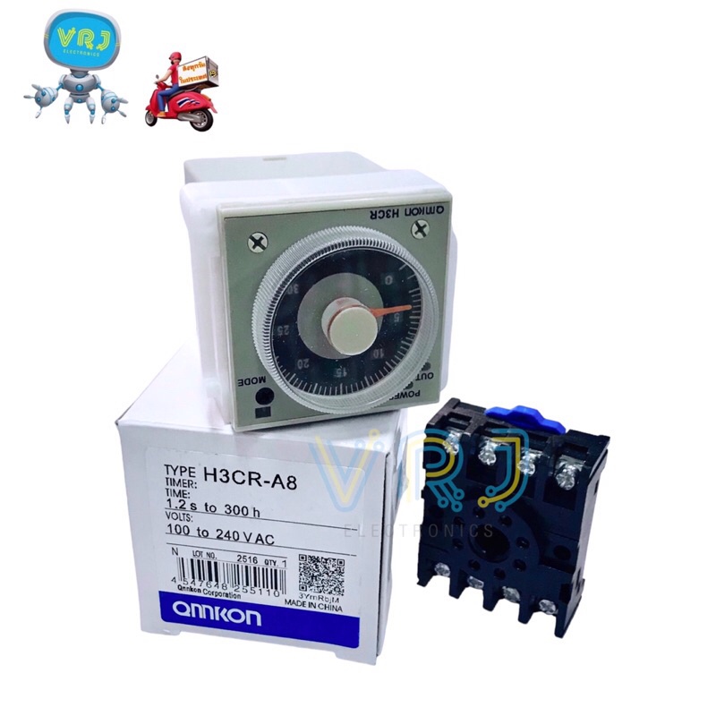 Timer H3CR-A8 Timer Relayตั้งเวลา 1.2S to 300h-50/60Hz 5A ไฟ12vdc,24vdc,100-240vacพร้อมซ็อกเก็ต มีขอ