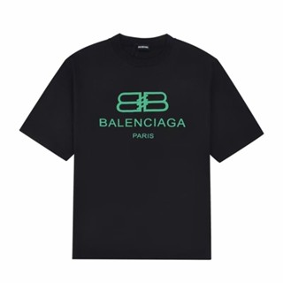 เสื้อยืดแขนสั้น ผ้าฝ้าย พิมพ์ลายโลโก้ Balenciaga s new season s สําหรับผู้ชาย และผู้หญิง