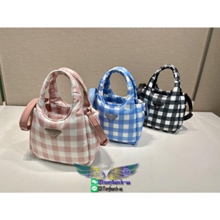 1BG359 PD checked-pattern tiny bucket handbag crossbody shoulder shopper tote