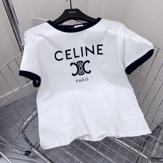 Celine ใหม่ Celine23 ใหม่ แท้ ฤดูใบไม้ผลิ และฤดูร้อน พิมพ์ลายตัวอักษร CE Arc de Triomphe สีฮิต