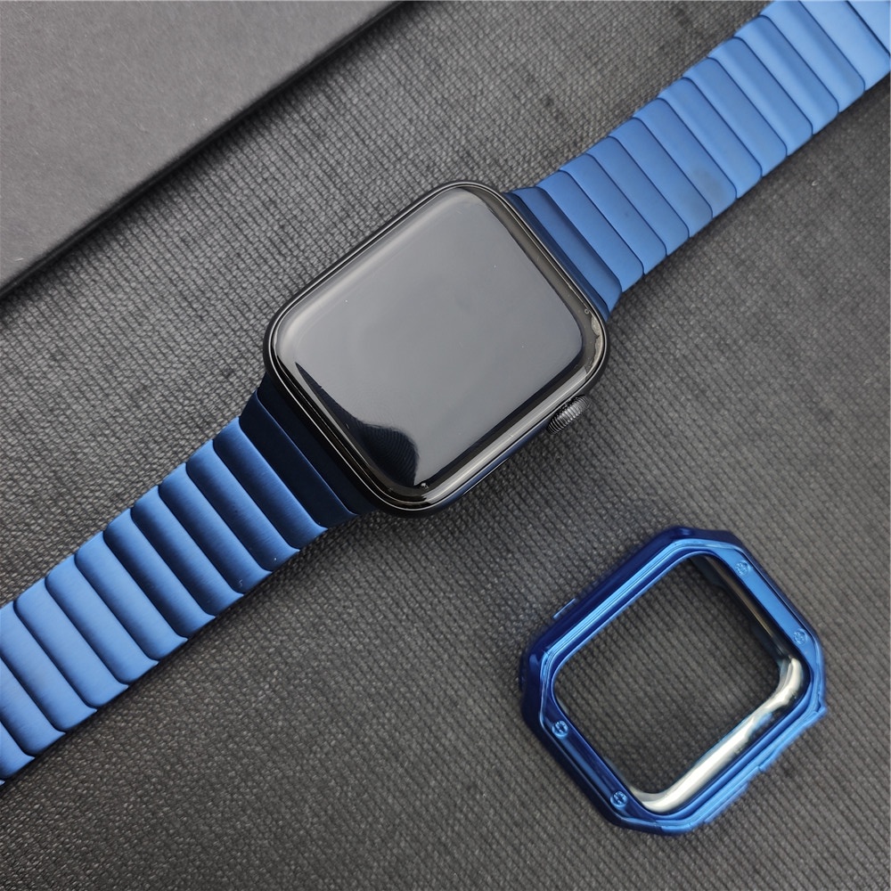♀✷✽Metal Band with TPU Case for Apple Watch Bands 45mm 44mm 42mm 41mm 40mm 38mm Business Link Bracelet iWatch 7 6 5 4 3