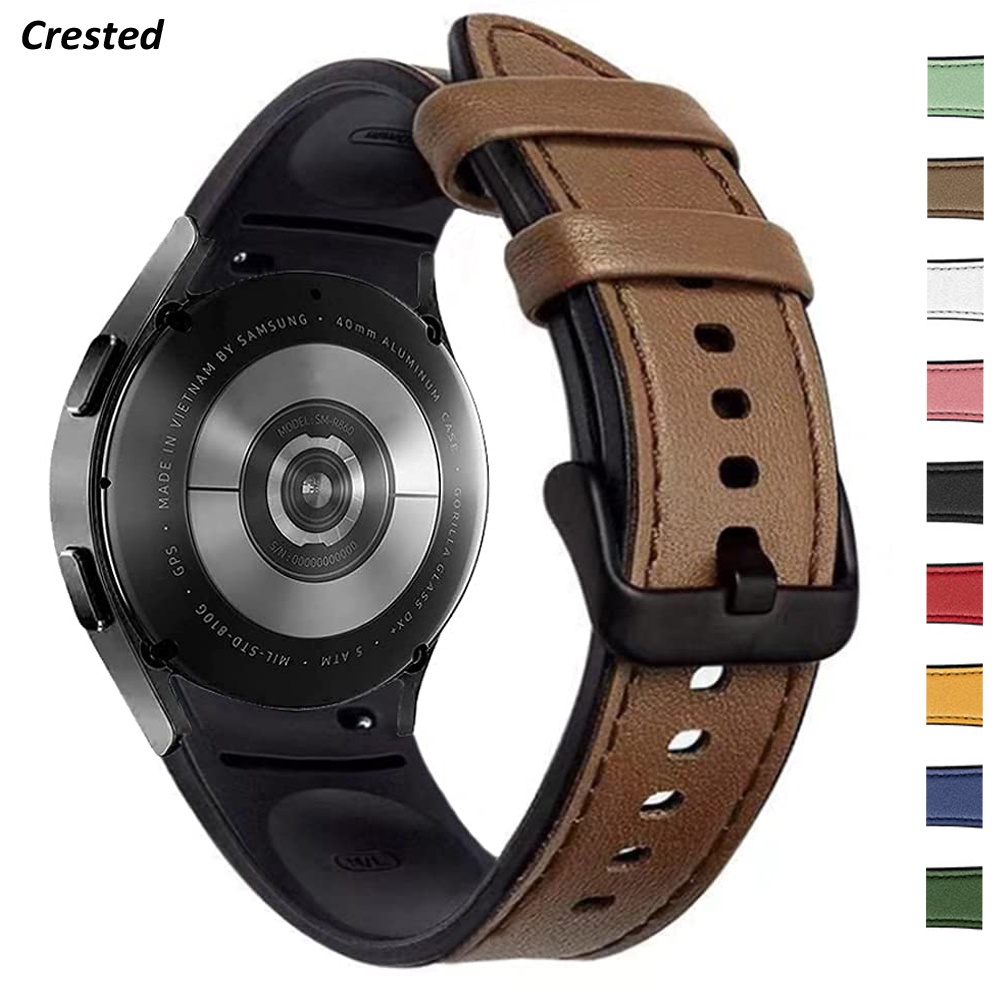♚✹Leather strap For Samsung Galaxy Watch 4 classic 46mm 42mm 44mm 40mm No Gaps Silicone+Leather Brac