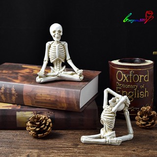 【AG】Halloween Yoga Skeleton Funny Gifts Anti-fade Collectible Horror Festival Resin Crafts Ghost Festival Skeleton Figurine