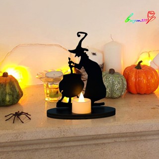 【AG】Halloween Witch Ornament Scary Old Witch Desktop Wooden Ornament Party Candle Holder Ornament Gift