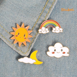 HOT_ การ์ตูน Sun Moon Cloud Rainbow เข็มกลัดเคลือบ COLLAR Lapel Badge เครื่องประดับ