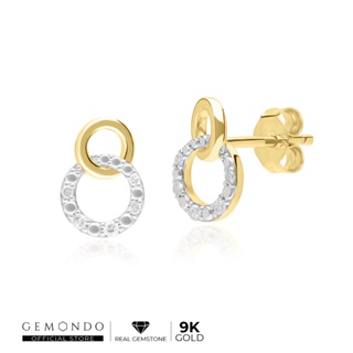 Gemondo ต่างหูทองคำ 9K ประดับเพชร (DIAMOND) ดีไซน์ต่างหูสตัดทรงเปิด เรขาคณิตทรงกลม : ต่างหูทอง ต่างหูเพชร