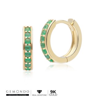 Gemondo ต่างหูทองคำ 9K ประดับมรกต (Emerald) ทรงต่างหูห่วง ขนาด 12 มม. : ต่างหูพลอยแท้ ต่างหูอัญมณี ต่างหูมรกต ของขวัญ