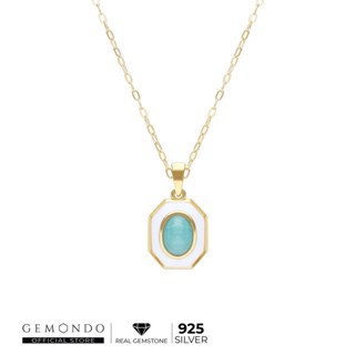 Gemondo สร้อยคอพร้อมจี้เงินแท้ 925 Sterling Silver ประดับอมาโซไนท์ (Amazonite) : จี้พลอยแท้ สร้อยพร้อมจี้พลอย สีลูกกวาด