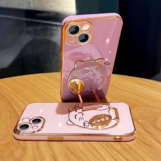 เคสโทรศัพท์ iPhone 11 11 Pro 11 Pro Max 12 12 Pro 12 Pro Max 13 13 Pro 13 Pro Max 14 14 Plus 14 Pro 14 Pro Max เคสโทรศัพท์ เคสโทรศัพท์พร้อมขาตั้งแมวกวัก Gong Xi Fa Cai