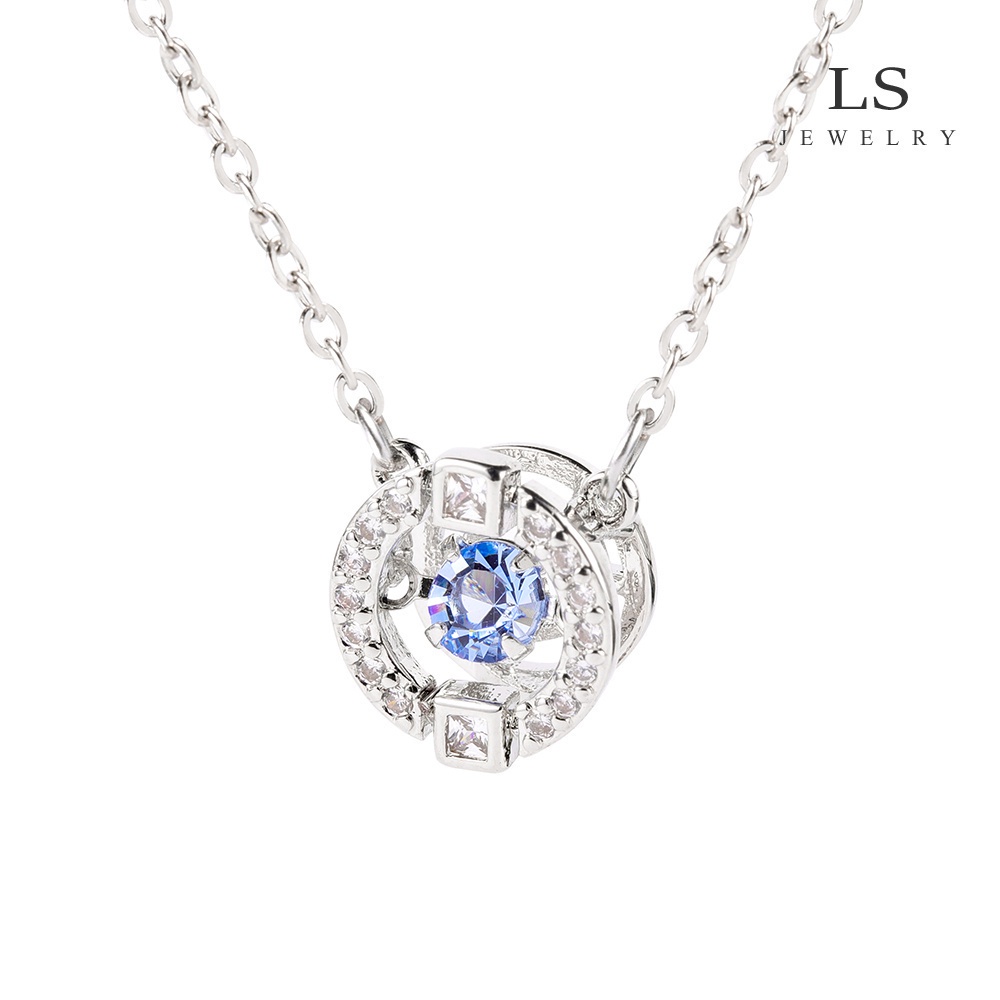 jewelry สร้อยคอทองคำขาว สร้อยคอผู้หญิง ลูกปัดสีน้ำเงิน สร้อยคอจี้ เครื่องประดับน่ารัก สร้อยคอเงิน ของขวัญวันหยุด ns2067