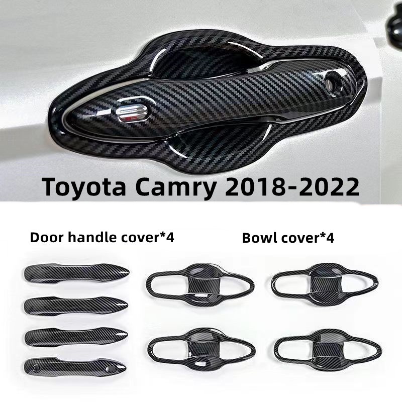 ฝาครอบมือจับประตูรถยนต์ คาร์บอนไฟเบอร์ abs สําหรับ Toyota Camry 2018-2022