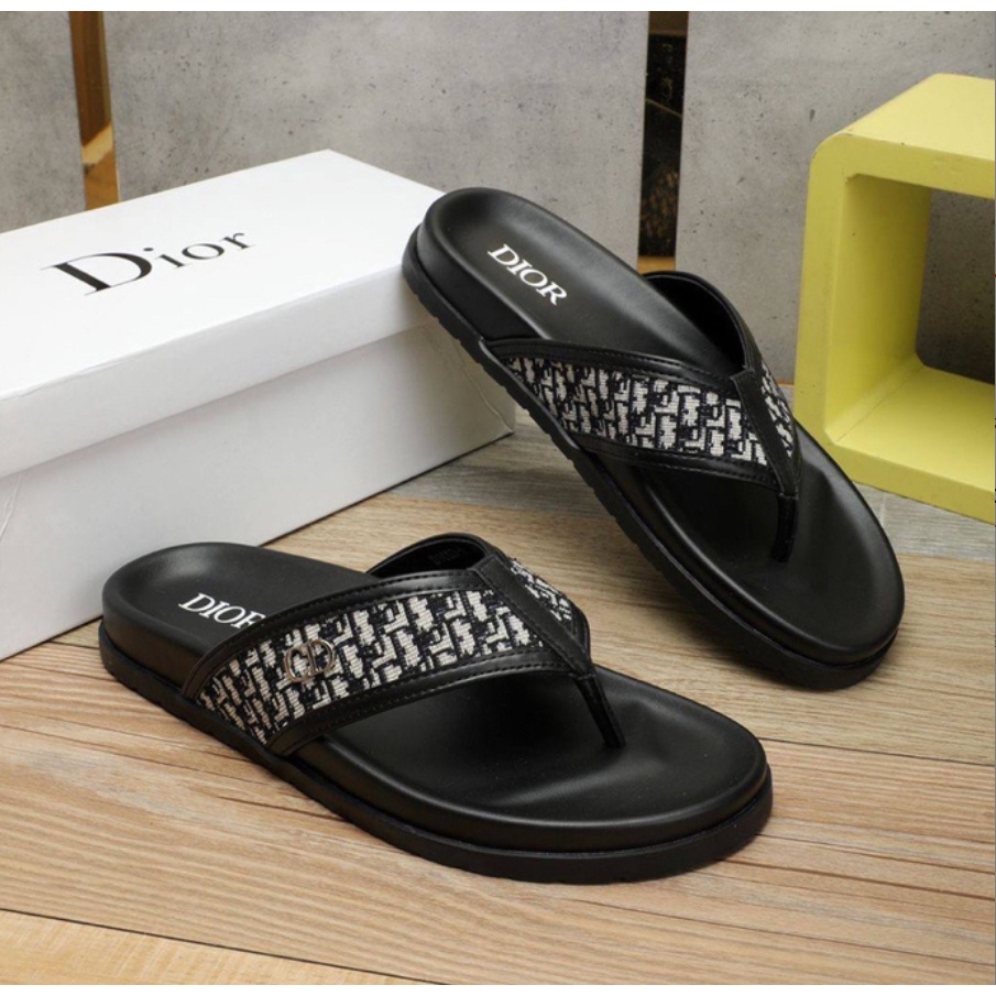 NEW_DIOR Men's leather slides sandal beach shoes TT4286