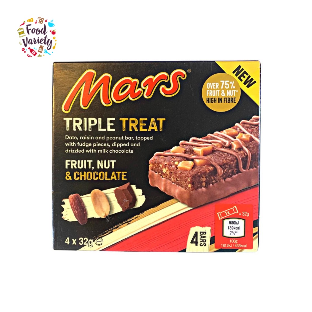 Mars Triple Treat Fruit Nut & Chocolate Bar[4 x 32g] 128g