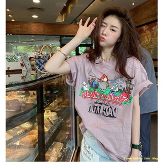 ♦Stop#🎀เสื้อยืดแขนสั้นสีม่วงเผือกสไตล์เกาหลีใหม่สำหรับผู้หญิง