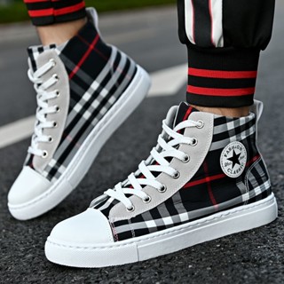 ใหม่ HIGH TOP เวอร์ชั่นเกาหลีอินเทรนด์ทุกคู่รองเท้าผ้าใบขนาดบวก