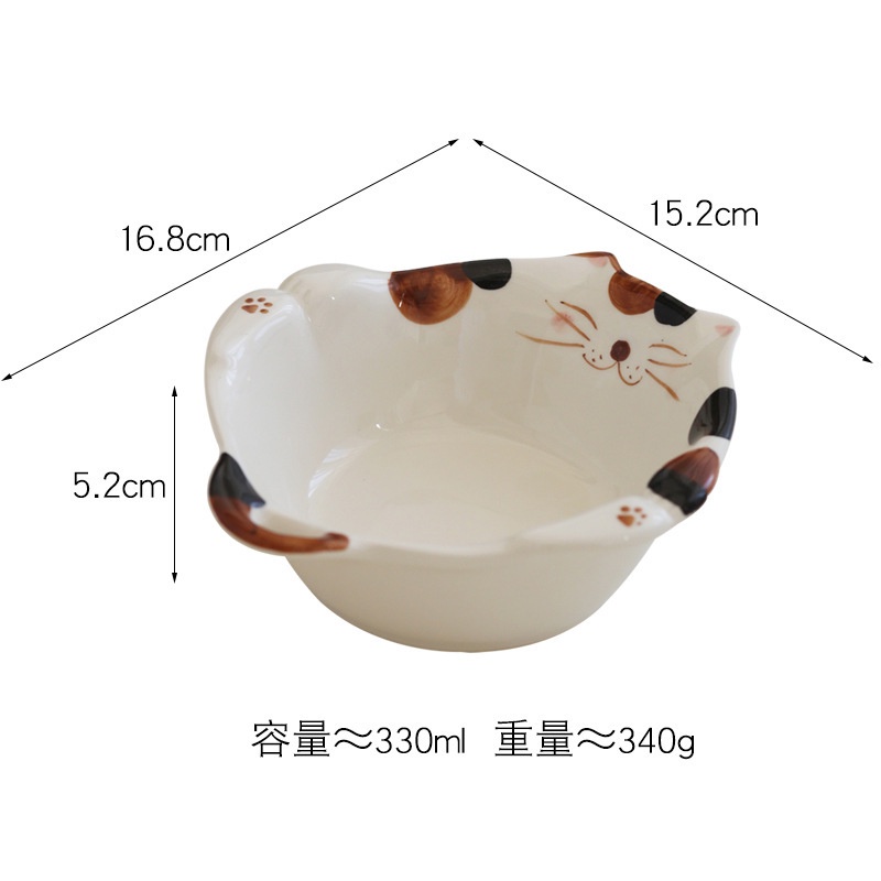 ขายส่งลูกแมวญี่ปุ่นจานผลไม้มือวาดสีเคลือบจานอาหารในครัวเรือนชามของหวานชุดชามแมวพระ