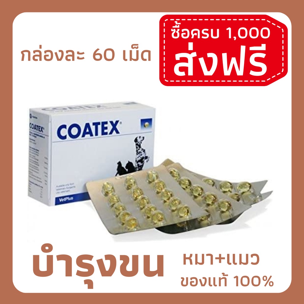 Coatex ยาบำรุงผิวหนัง ขนสุนัขและแมว (กล่อง 60 เม็ด)