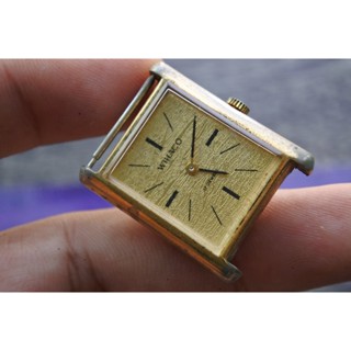 นาฬิกา Vintage มือสองญี่ปุ่น WIHACO SWISS MADE ระบบ ไขลาน ผู้ชาย ทรงสี่เหลี่ยม กรอบทอง หน้าปัด 24มม