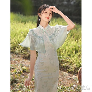 เสื้อผ้าจีนโบราณ ปรับปรุง Cheongsam สาวฤดูร้อนของสาธารณรัฐสไตล์หนุ่มสาวอารมณ์ปานกลางยาวเดรสใหม่สไตล์จีน