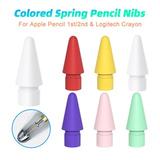 ปลายปากกาสไตลัส แบบเปลี่ยน สีสันสดใส สําหรับ Apple Pencil รุ่น 1st 2nd Logitech Crayon iPad