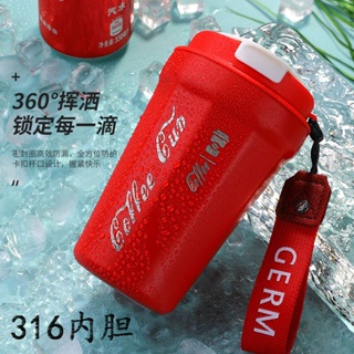 Coca-cola แก้วกาแฟสเตนเลส 316 ฉนวนกันความร้อน แบบพกพา มีด้ามจับ สไตล์อเมริกัน