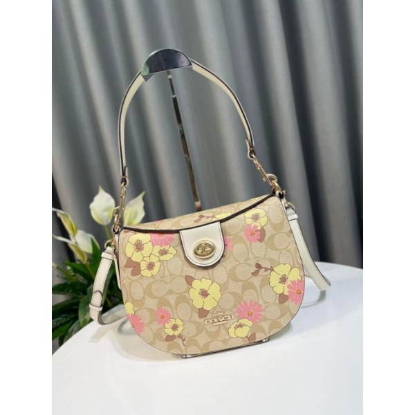 🥳NEW COACH Ella Hobo In Signature Canvas With Floral Cluster Print