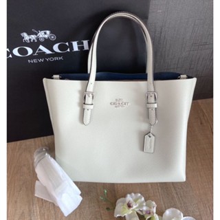 กระเป๋า สะพาย✅️ ใหม่ Coach MOLLIE TOTE 25 ขนาด 9 3/4" สีขาว สวยมาก ผู้ดีสุดๆ