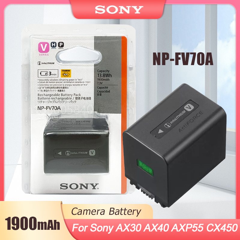 100% Original Sony แบตเตอรี่กล้อง NP-FV70A NP FV70A สำหรับ Sony AX700 AX45 AX100E AX40 HDR-CX680แบตเตอรี่