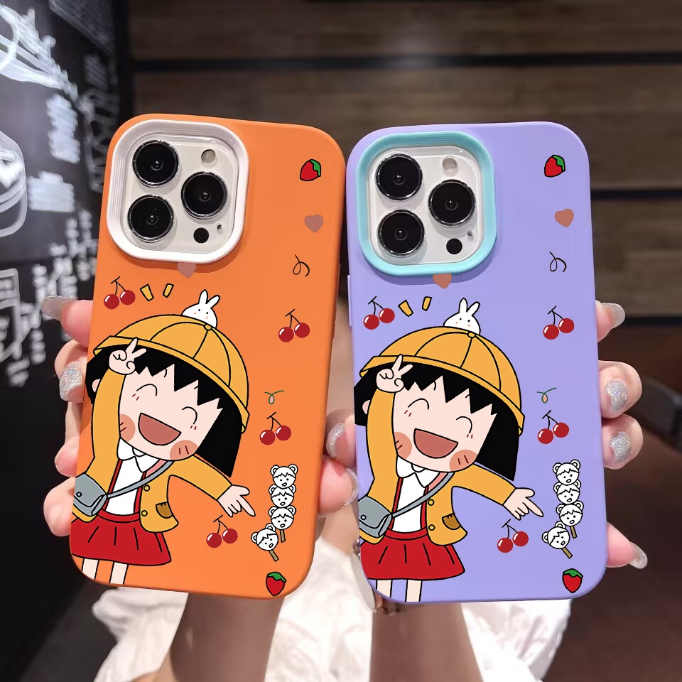 เคสโทรศัพท์มือถือ ซิลิโคนนุ่ม ลายจิบิ มารุโกะ 3 in 1 สําหรับ iPhone 14Promax 13 12 11 7Plus X XR 7 8