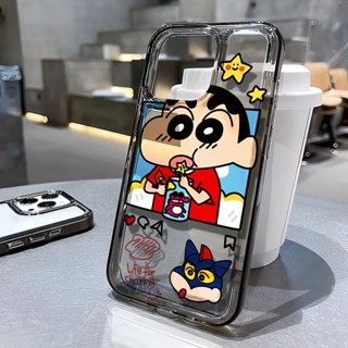 เคสโทรศัพท์มือถือ แบบใส ลายการ์ตูนชินจัง ไดโนเสาร์ สําหรับ iphone 14 pro max 11 13 12 7 8 Plus X XR XSMax