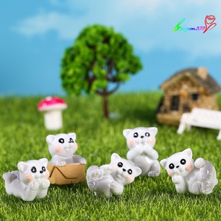 【AG】1 Set Mini Cats Statue Lovely Realistic Shape Resin Whimsical Garden Miniature Decor