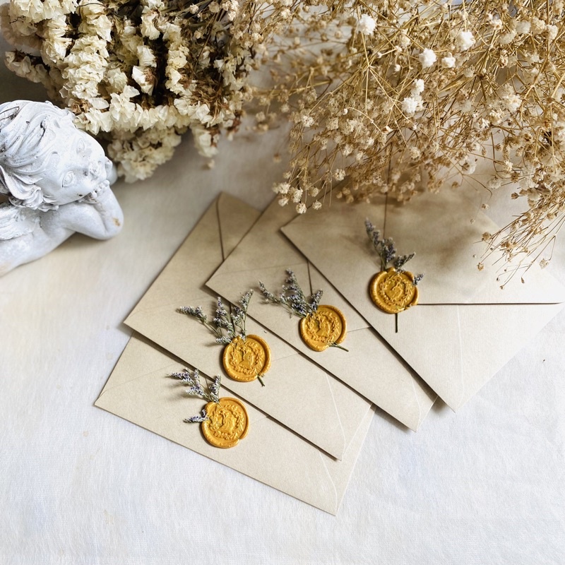 𝓁𝒾𝓁𝒾 ☆ ตราประทับครั่งพร้อมใช้ •แซมแคสเปีย• ขี้ผึ้ง Waxseal with caspia dry flowers Ready to Use