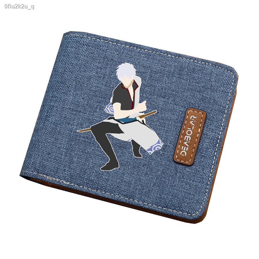 ™✣❡Anime Gintama Short Wallet Canvas Simple Folding Wallet Peripheral Secondary Wallet Short Wallet