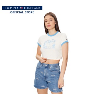 Tommy Hilfiger เสื้อครอปผู้หญิง รุ่น DW0DW15478 YBH - สีขาว