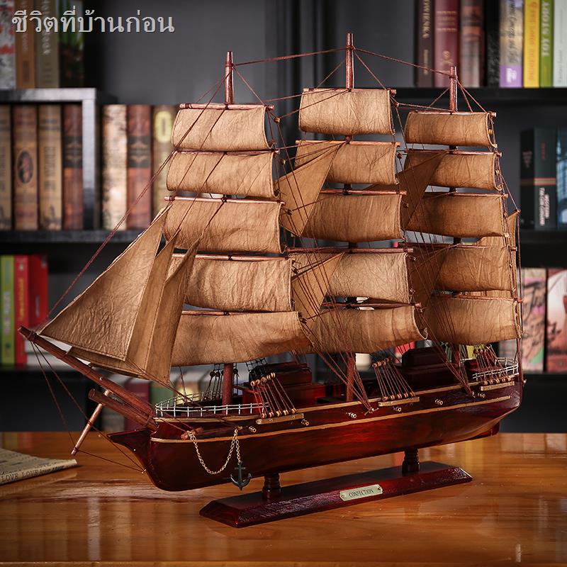 ไม้เนื้อแข็งเรียบแล่นเรือใบเรือใบตกแต่งย้อนยุคลมเดสก์ท็อประดับไฮเอนด์เจ้านายผู้นำสำนักงานพิธีขึ้นบ้านใหม่เปิดของขวัญ