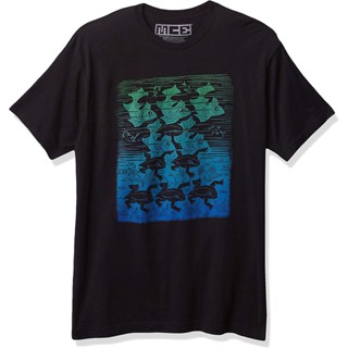 ม.ค.เสื้อยืดลายกราฟิกกบปลาผู้ชาย Escher