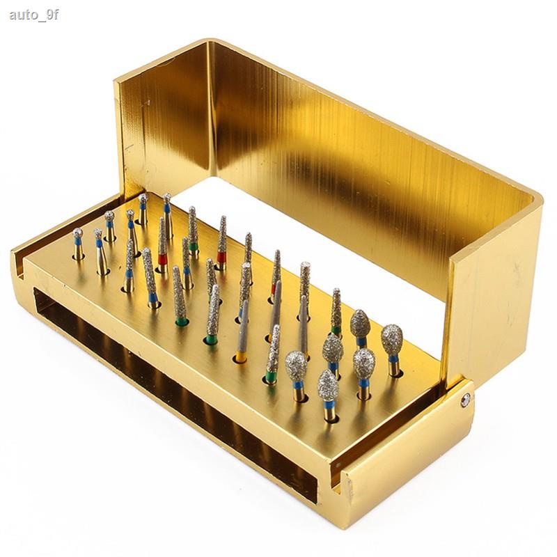 30pcs Diamond Burs Drill + Bur Block ฆ่าเชื้อโรค